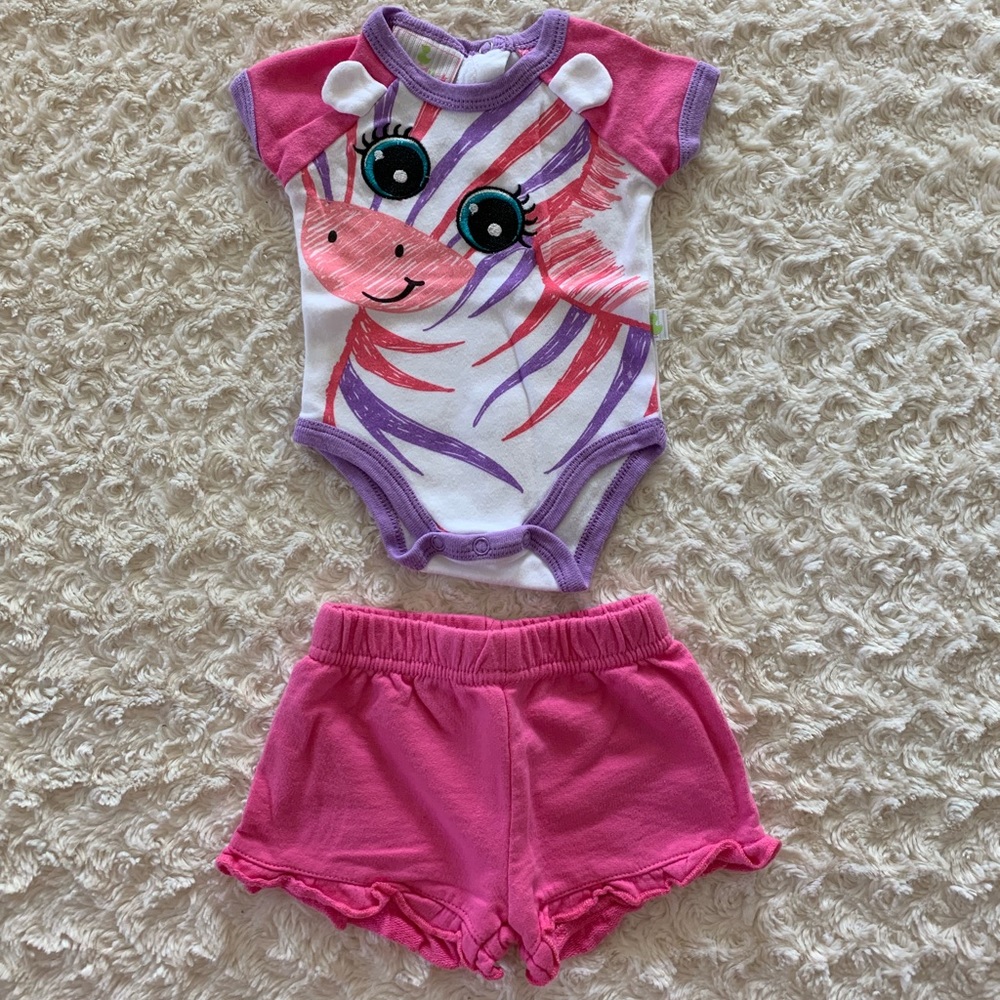 Duck Duck Goose onesie and short set